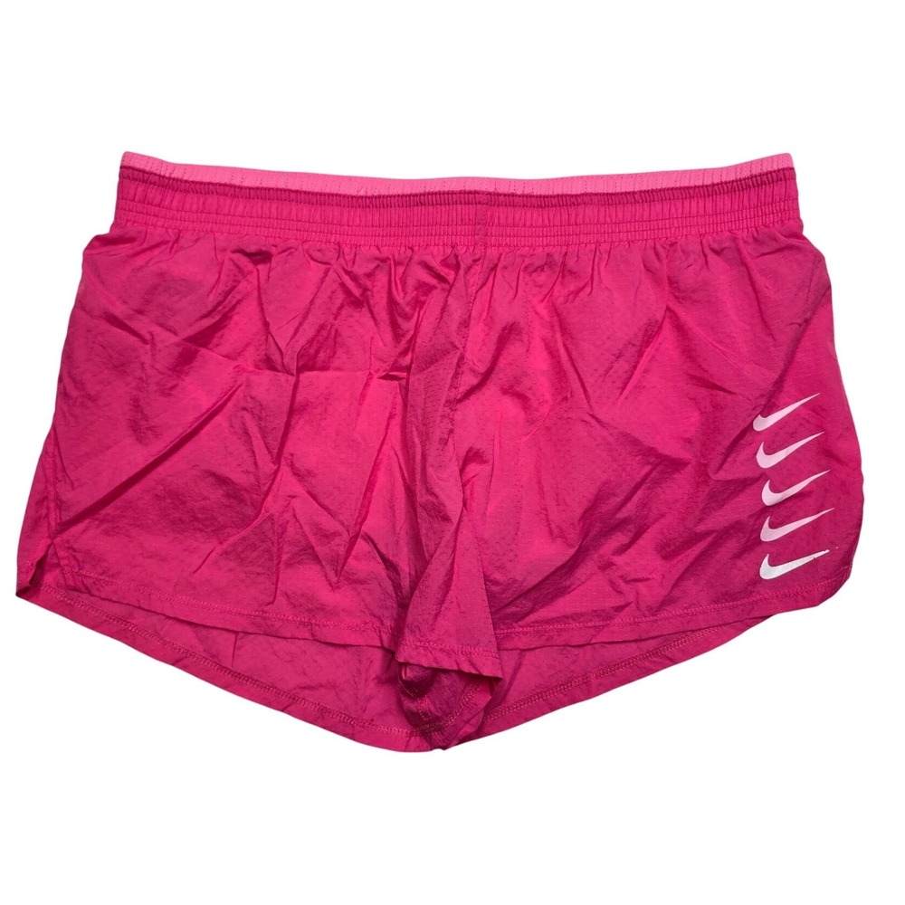 Nike Womens XL Pink Multi Swoosh Tempo Running Shorts Athletic Gym